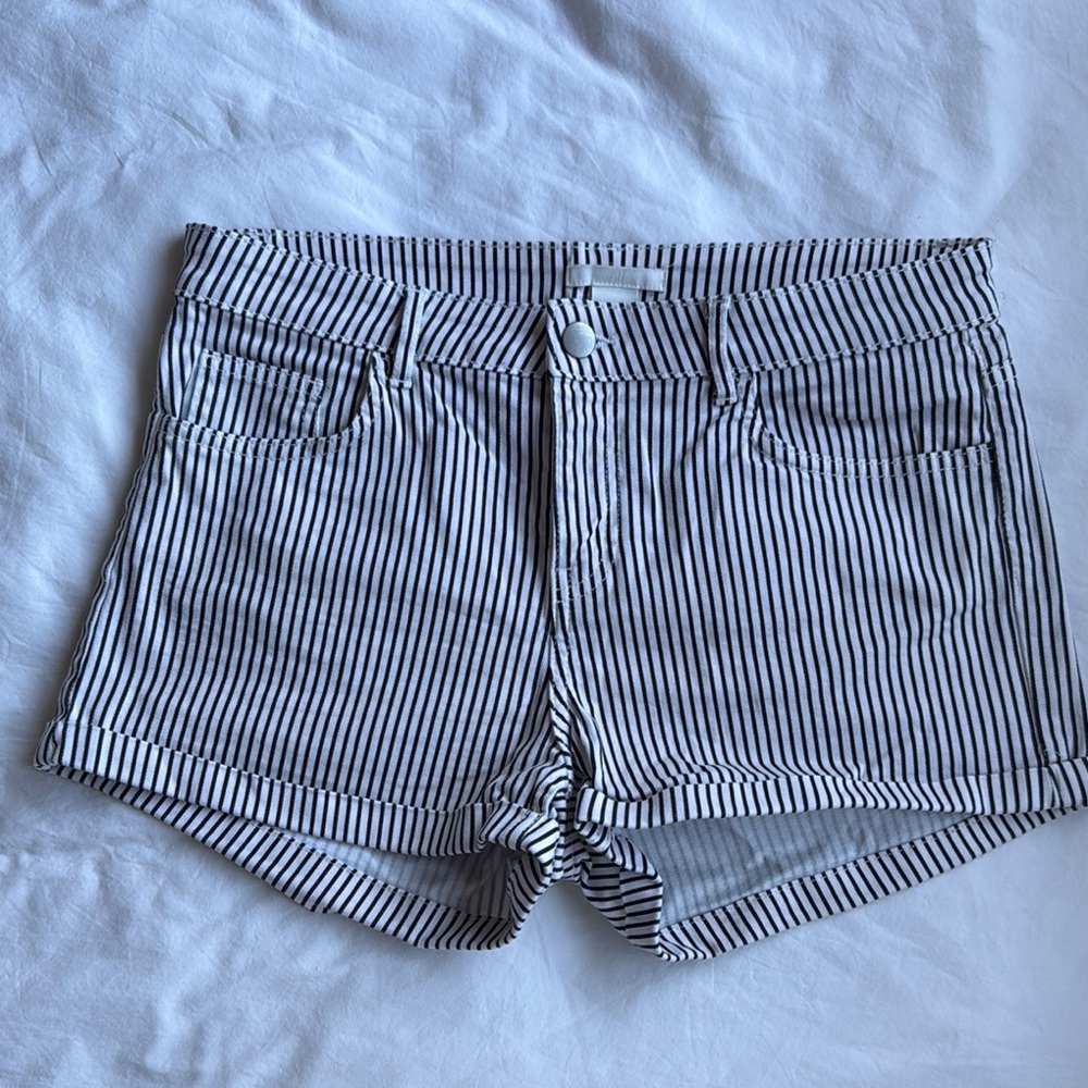 Striped Black and White Shorts